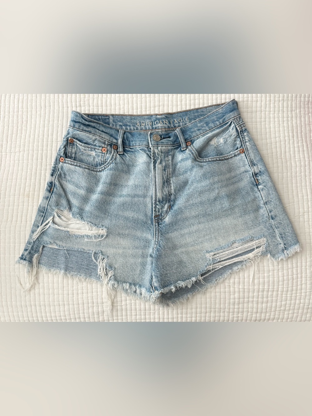 American Eagle Outfitters Light Wash Distressed Denim Shorts